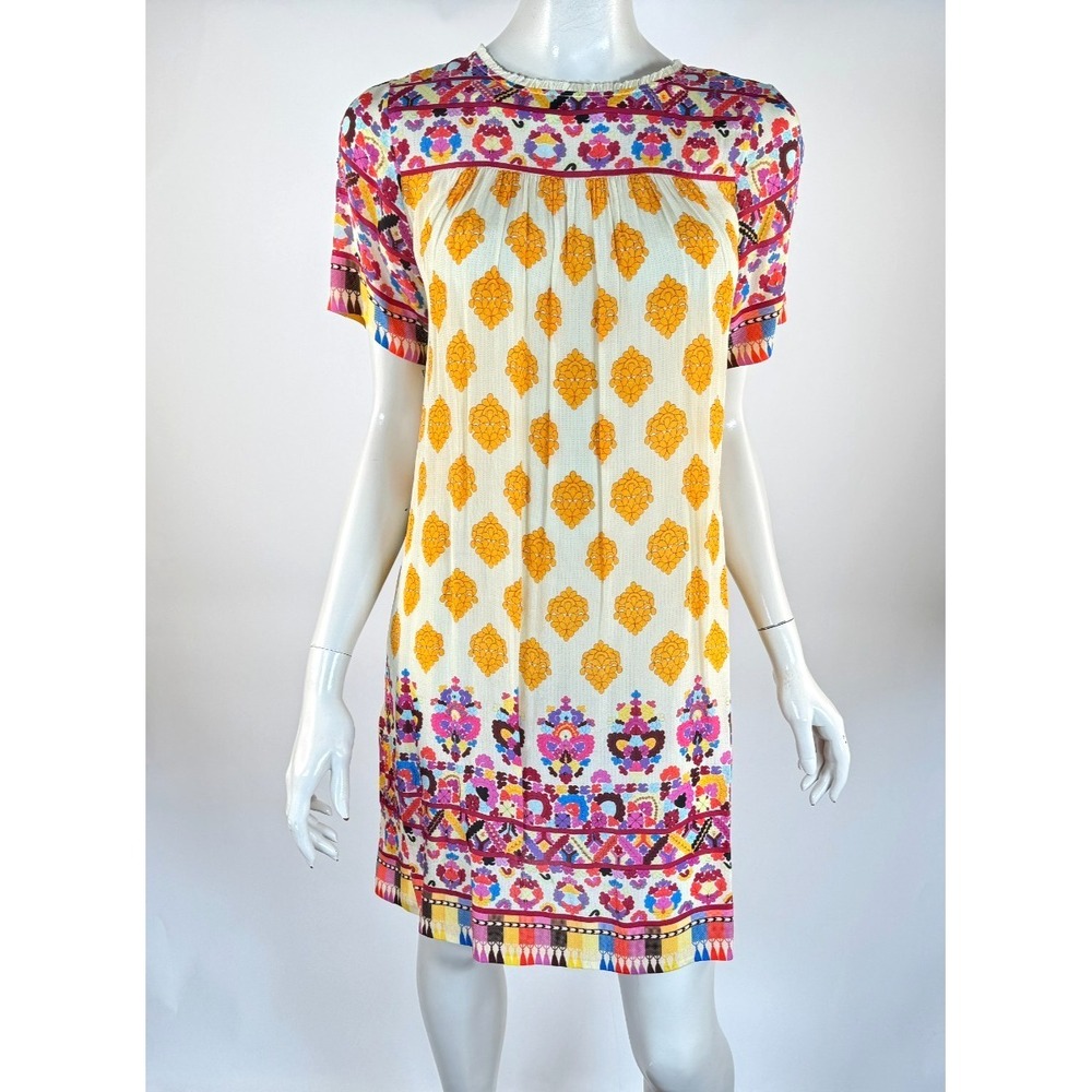 Anthropologie Tanvi Kedia‎ Caltha Swing Dress Women S Art to wear Short Sleeve